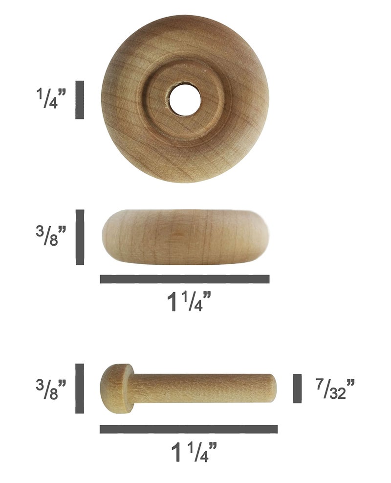 Maple Landmark Wood Wheels - 100 Pack with Free Axle Pegs - Made in USA (1.25" Diameter) - Image 3